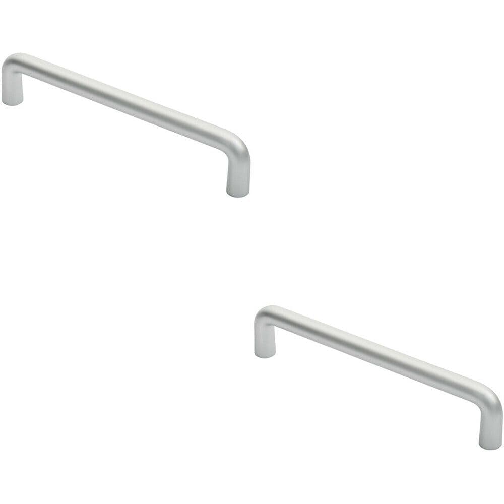 2x Rounded D Shaped Bar Handle 300 x 22mm Diameter Satin Anodised Aluminium