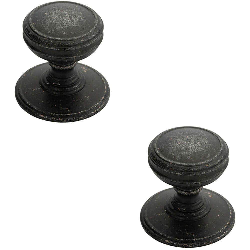2x Ringed Tiered Cupboard Door Knob 38mm Diameter Cabinet Handle