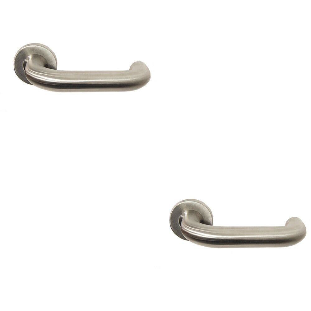 2x PAIR 22mm Round Bar Safety Handle on Round Concealed Fix Satin Steel