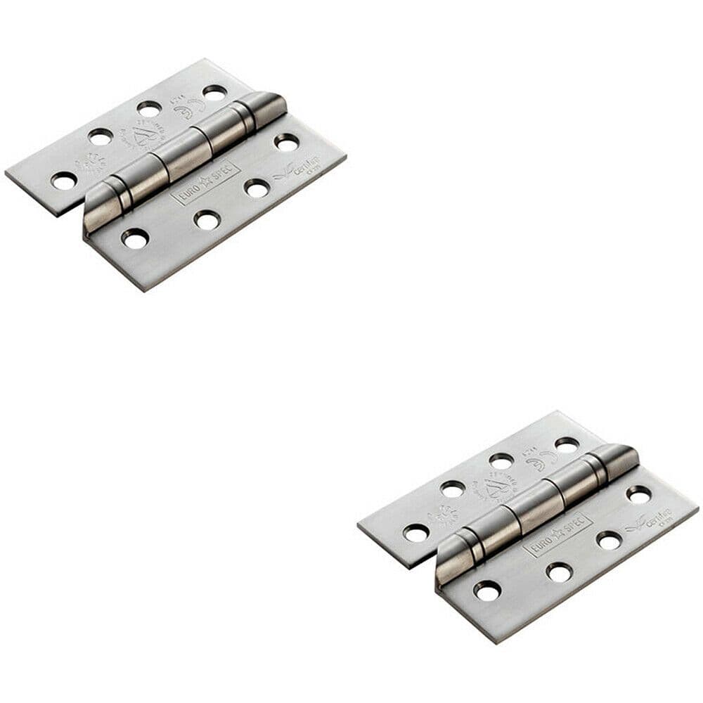 2x PAIR 102 x 76 x 3mm 13 Ball Bearing Hinge Stainless Steel Interior Door