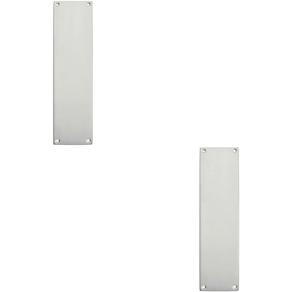 2x Plain Victorian Door Finger Plate 298 x 73mm Satin Chrome Push Plate