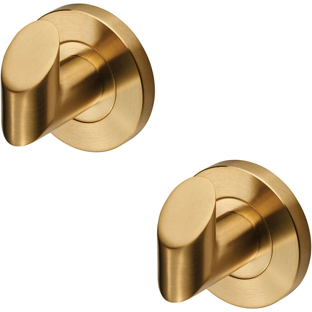 2x Single Bathroom Robe Hook on Concealed Fix 44.5mm Proj Satin PVD
