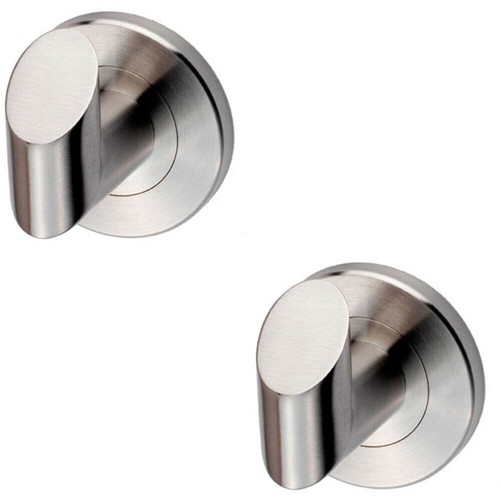 2x Single Bathroom Robe Hook on Concealed Fix 44.5mm Proj Stainless Steel