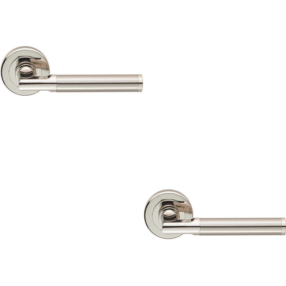 2x PAIR Sectional Round Bar Mitred Corner Concealed Fix Dual Nickel