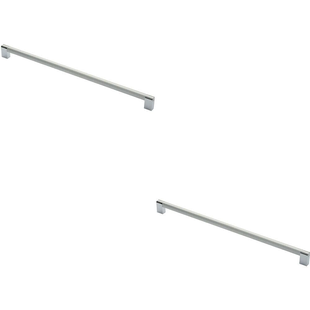 2x Multi Section Straight Pull Handle 448mm Centres Satin Nickel Polished Chrome
