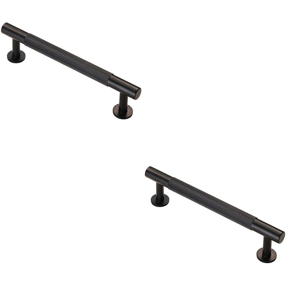2x Knurled Bar Door Pull Handle 158 x 13mm 128mm Fixing Centres Matt