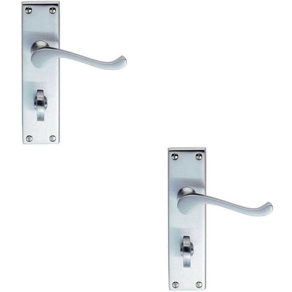 2x PAIR Victorian Scroll Handle on Bathroom Backplate 155 x 41mm Satin Chrome