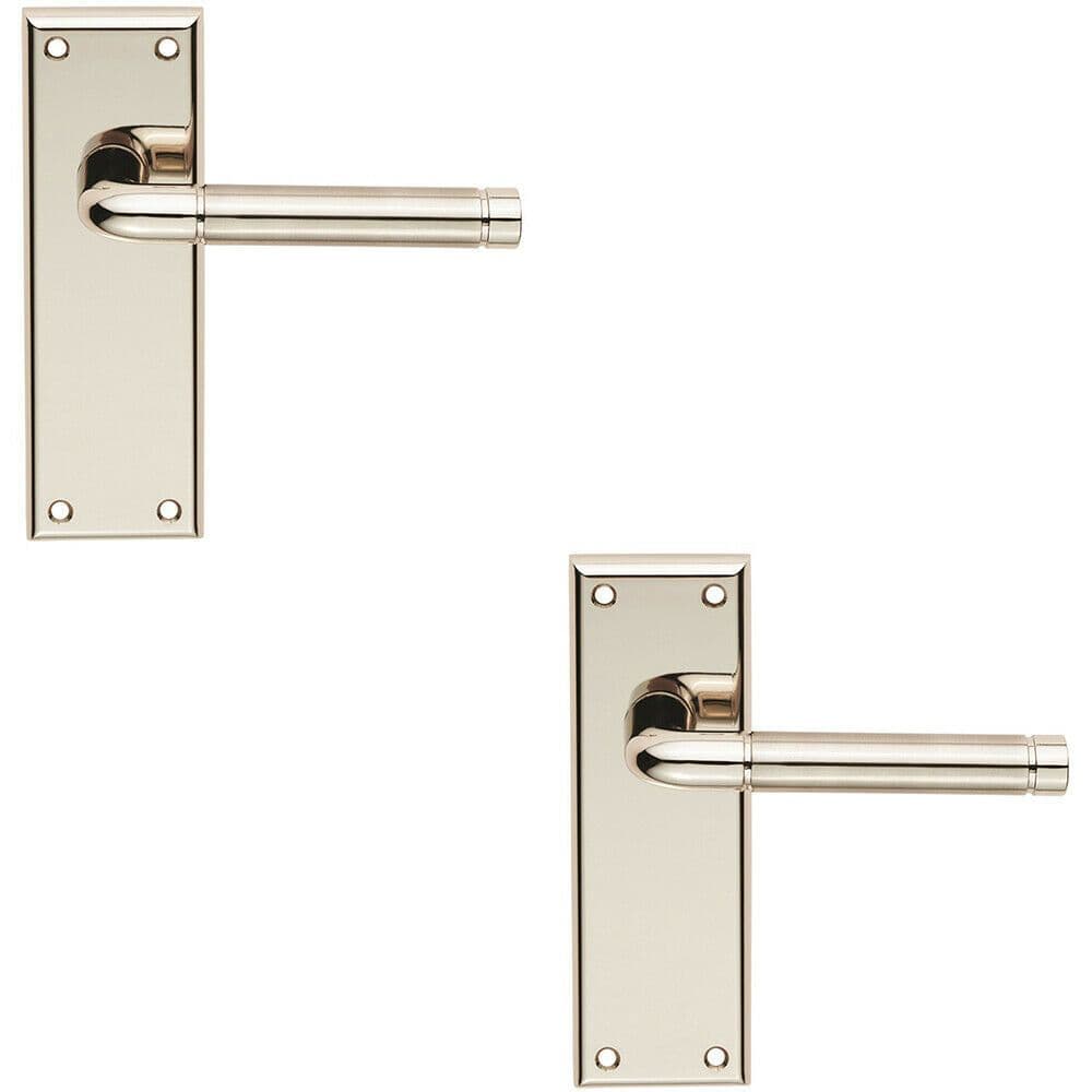2x PAIR Round Bar Handle on Latch Backplate 150 x 50mm Polished & Satin Nickel
