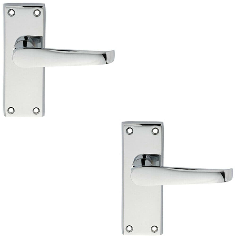 2x PAIR Straight Handle on Short Latch Backplate 118 x 42mm Polished Chrome