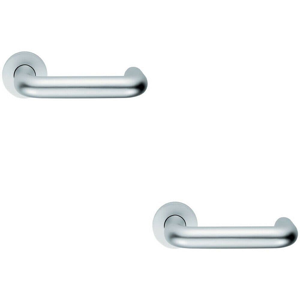 2x PAIR 22mm Round Bar Safety Lever on Round DDA Compliant Satin Aluminium