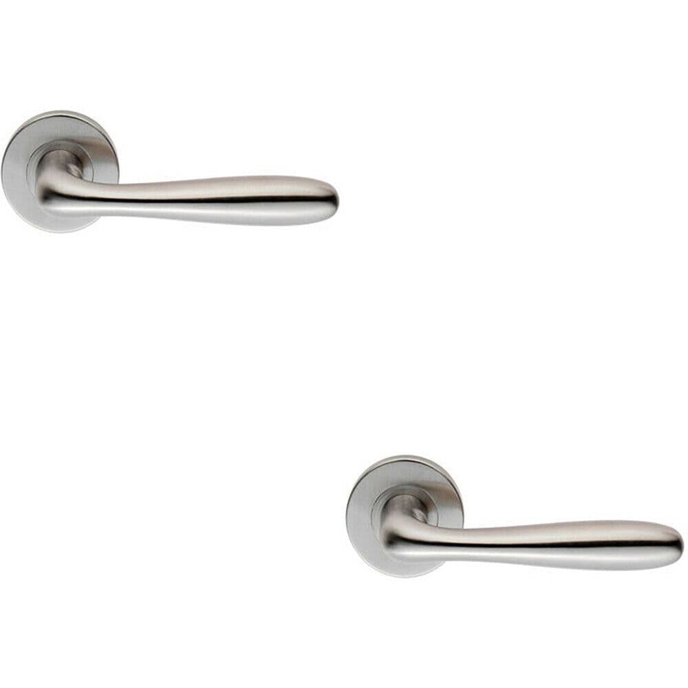 2x PAIR Smooth Rounded Bar Handle on 8mm Round Rose Concealed Fix Satin Steel