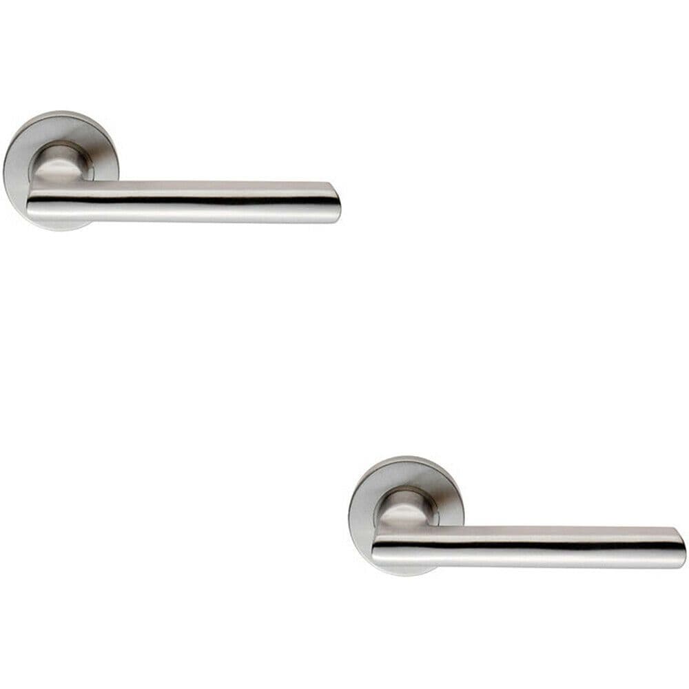 2x PAIR Straight Smooth Round Bar Handle on Round Concealed Fix Satin Steel