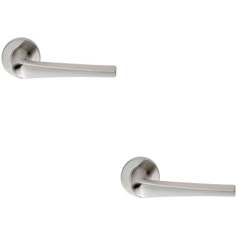 2x PAIR Straight Flat Topped Bar Handle on Round Concealed Fix Satin Steel
