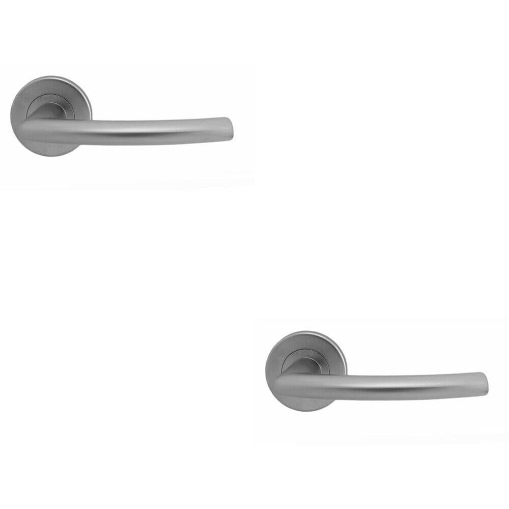 2x PAIR Oval Shaped Curved Bar Handle Concealed Fix Round Satin Chrome