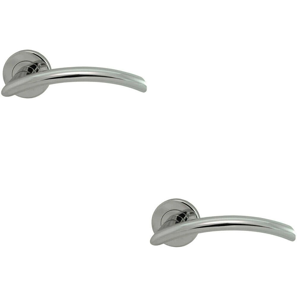 2x PAIR Oval Shaped Arched Bar Handle Concealed Fix Round Polished Chrome