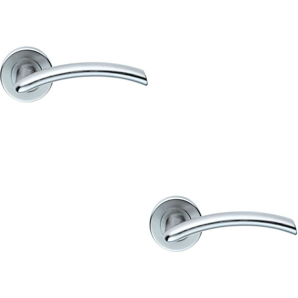 2x PAIR Oval Shaped Arched Bar Handle Concealed Fix Round Satin Chrome