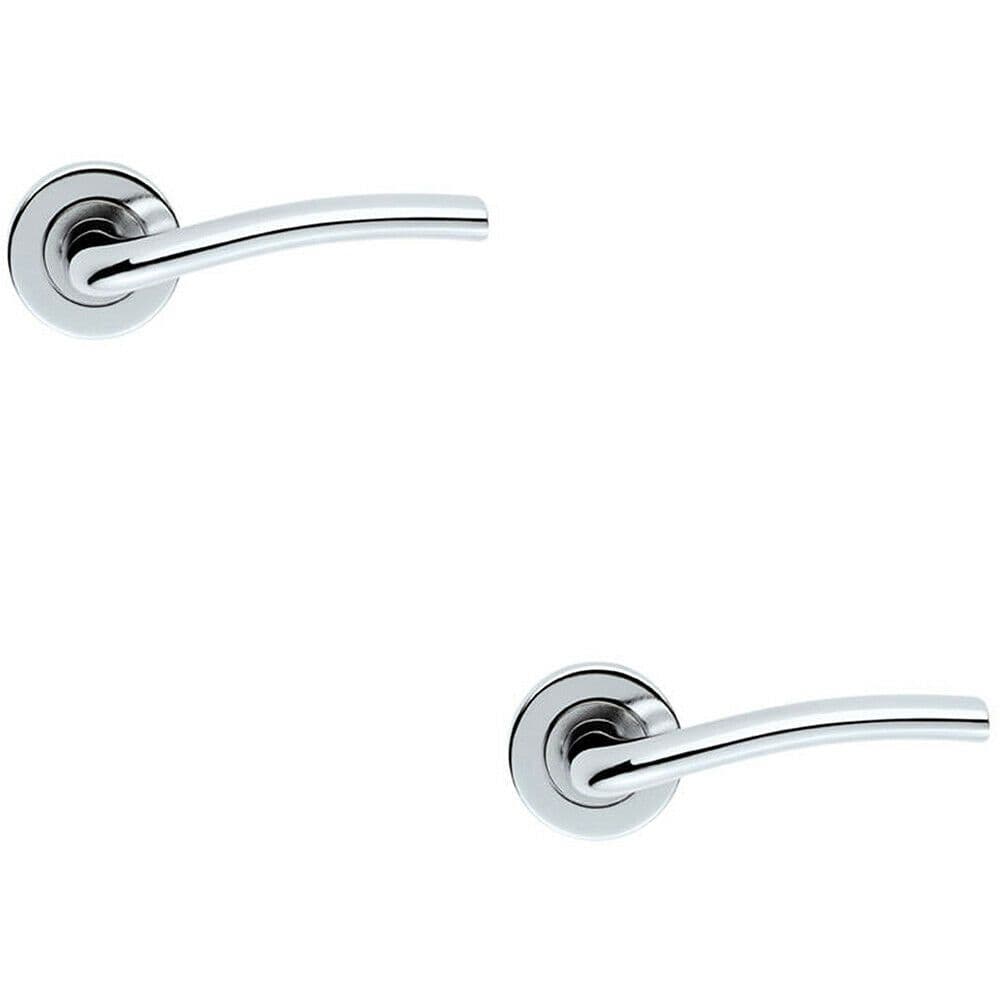 2x PAIR Raised Lever with Smooth Edges Concealed Fix Round Rose Polished Chrome