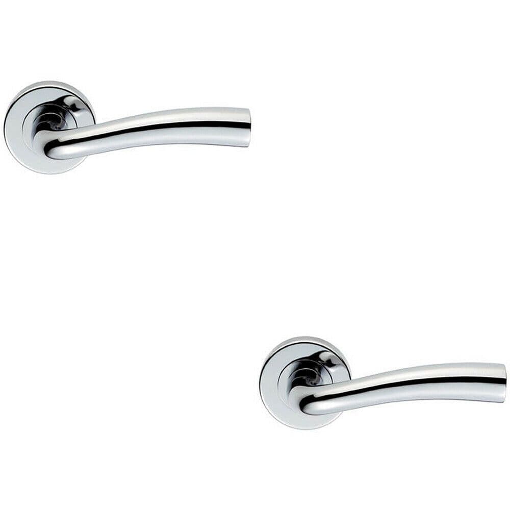 2x PAIR Curved Flowing Flared Handle Concealed Fix Round Polished Chrome