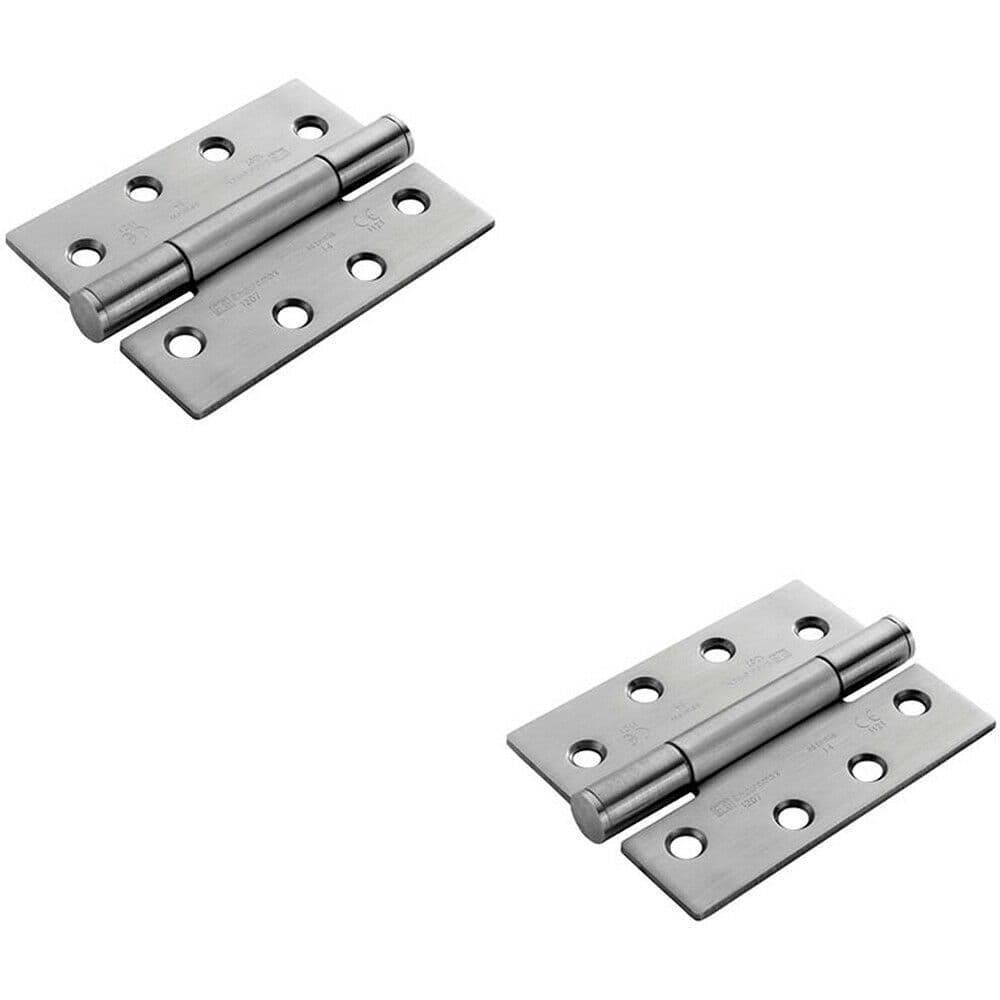 2x PAIR 100 x 75 x 3mm Concealed 14 Bearing Hinge Satin Steel Internal Door