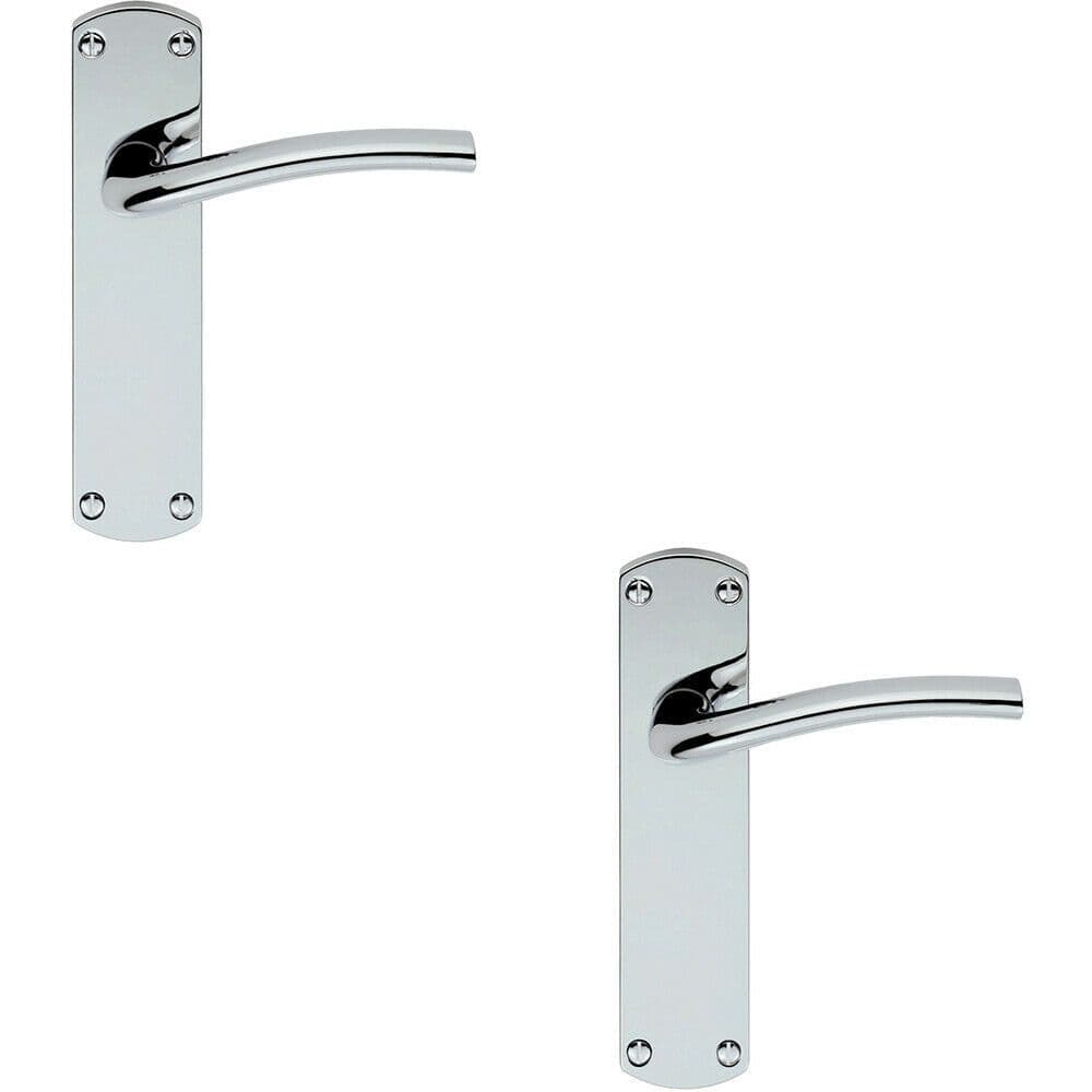 2x Rounded Curved Bar Handle on Latch Backplate 170 x 42mm Polished Chrome