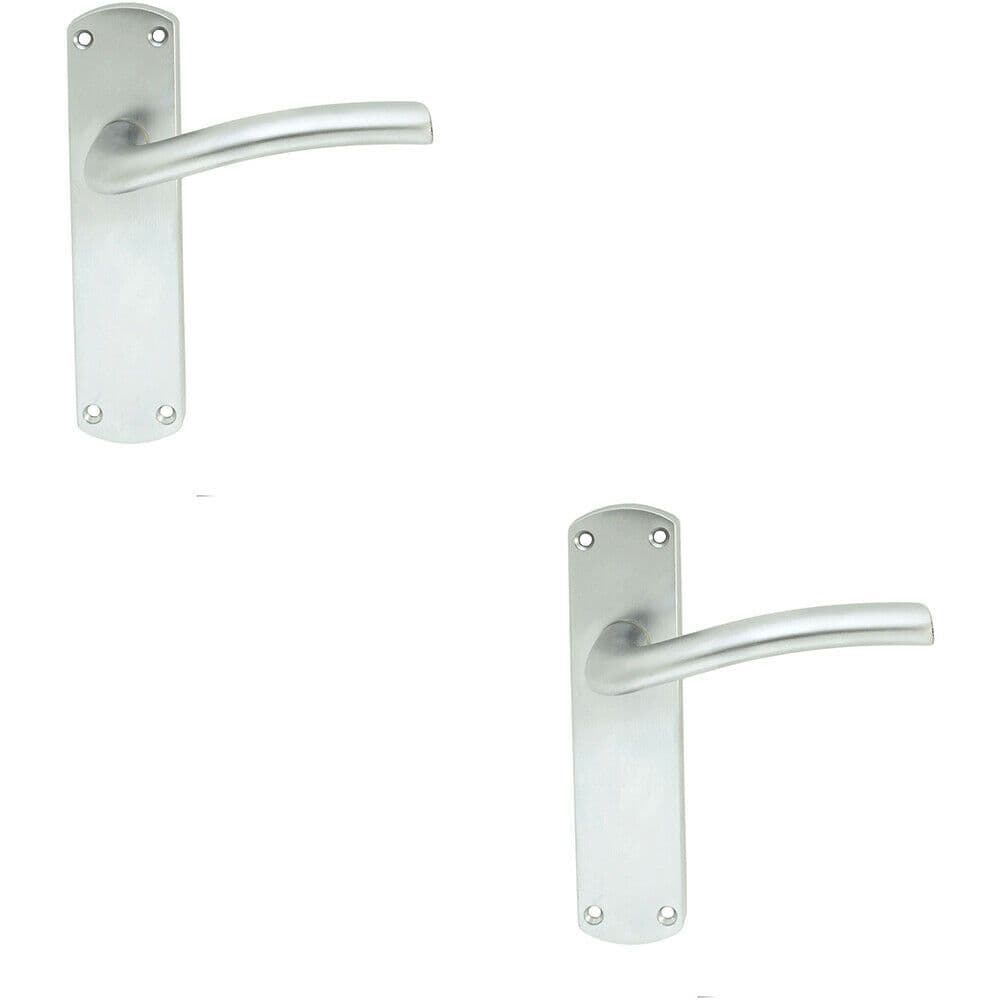 2x PAIR Rounded Curved Bar Handle on Latch Backplate 170 x 42mm Satin Chrome