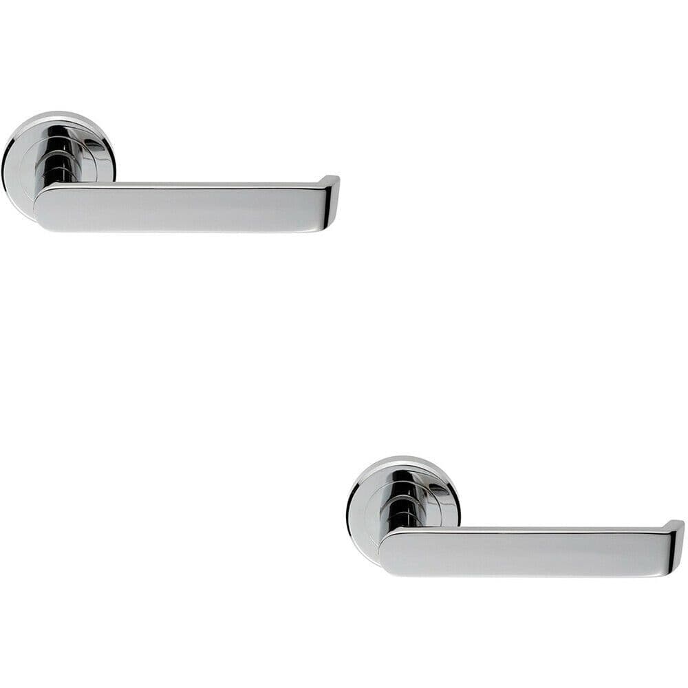 2x Flat Faced Lever on Concealed Fix Round 50.5mm Diameter Polished Chrome