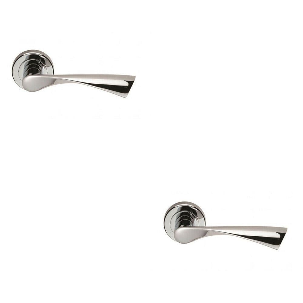 2x PAIR Angular Twisted Handle on Round Concealed Fix Polished Chrome