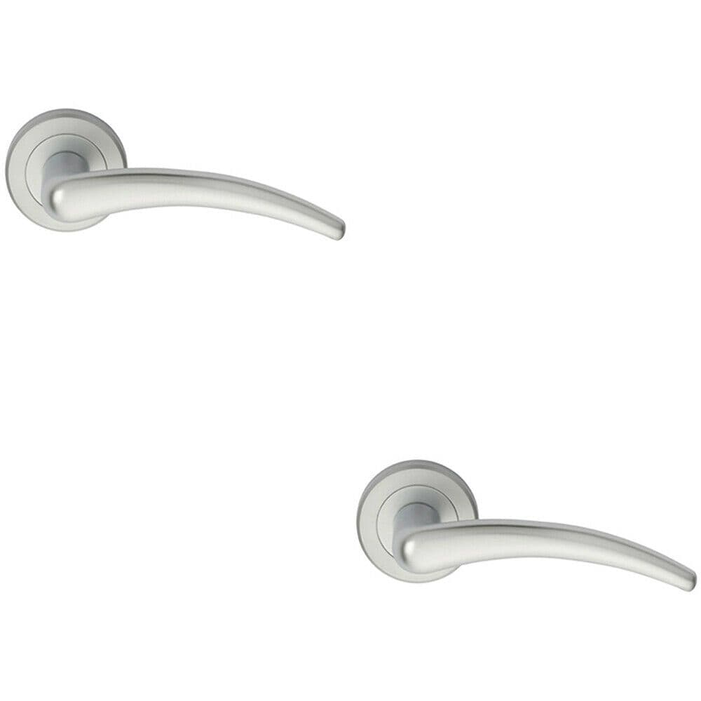 2x PAIR Arched Tapered Bar Handle on Round Concealed Fix Satin Chrome