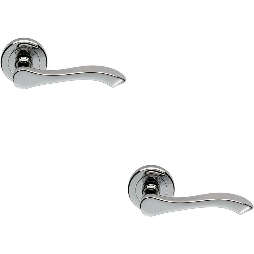 2x PAIR Scroll Shaped Handle on Chamfered Edged Round Polished Chrome