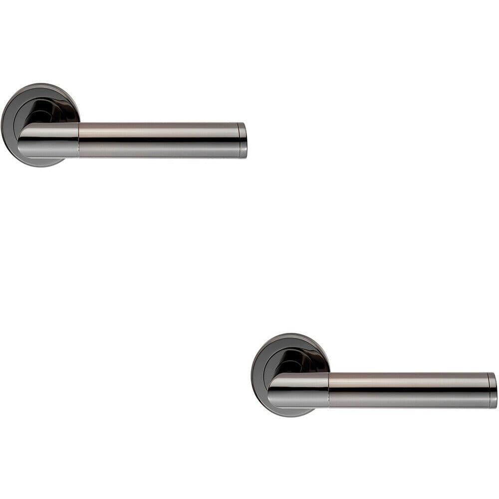 2x PAIR Sectional Round Bar Handle on Round Rose Concealed Fix Black Nickel