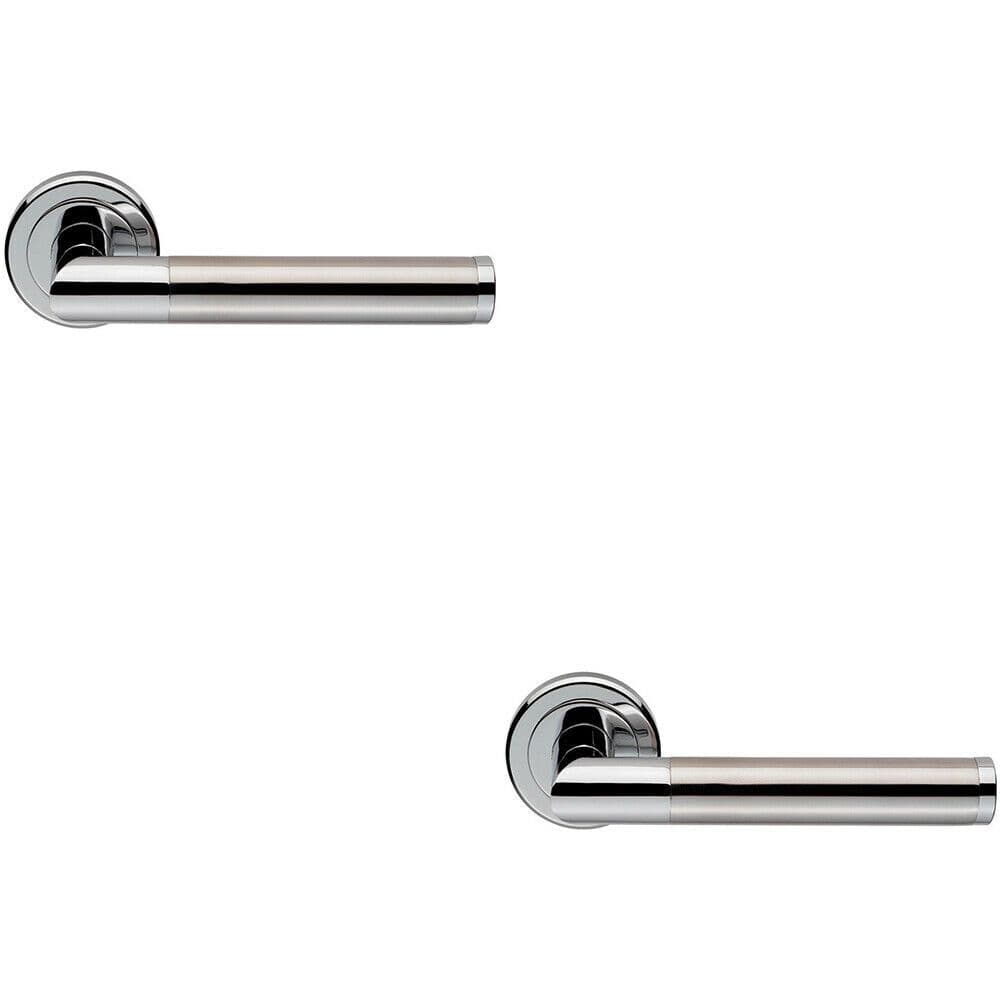 2x PAIR Sectional Round Bar Lever on Round Concealed Fix Dual Chrome