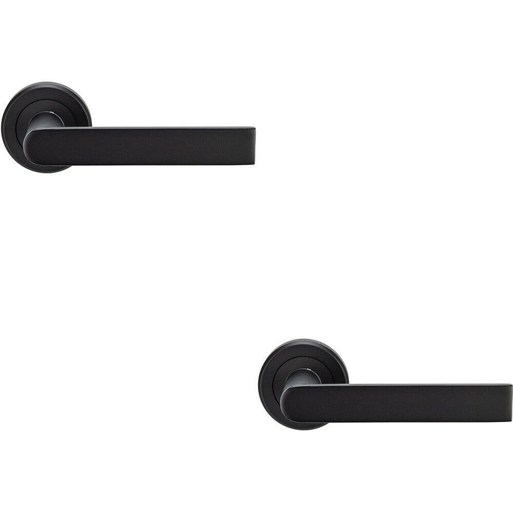 2x PAIR Flat Rectangular Bar Handle on Round Rose Concealed Fix Matt