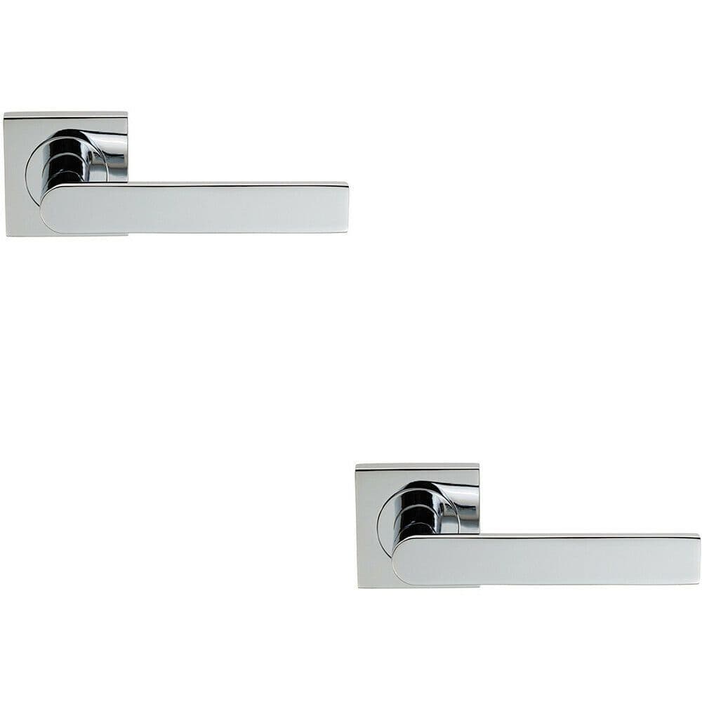 2x PAIR Flat Rectangular Bar Lever on Square Concealed Fix Polished Chrome