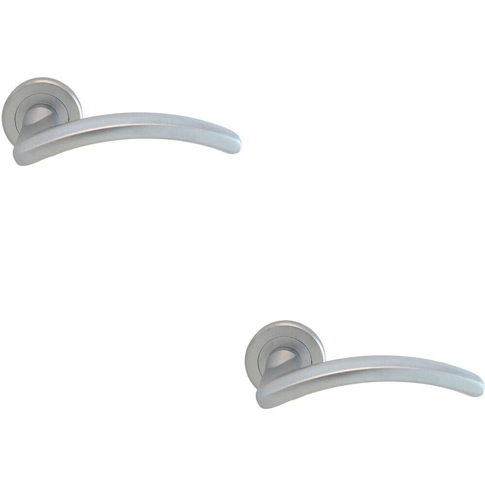 2x PAIR Oval Shape Arched Bar Handle on Round Rose Concealed Fix Satin Chrome
