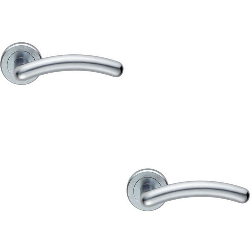 2x PAIR Arched Round Bar Handle on Concealed Fix Round Satin Chrome