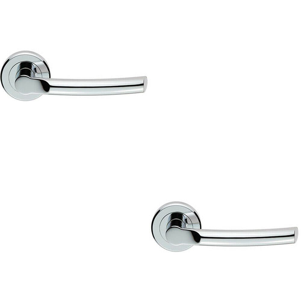 2x PAIR Curved Round Bar Handle on Round Concealed Fix Polished Chrome