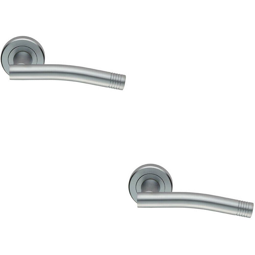 2x PAIR Round Bar Handle with Arch Concealed Fix Round Rose Satin Chrome