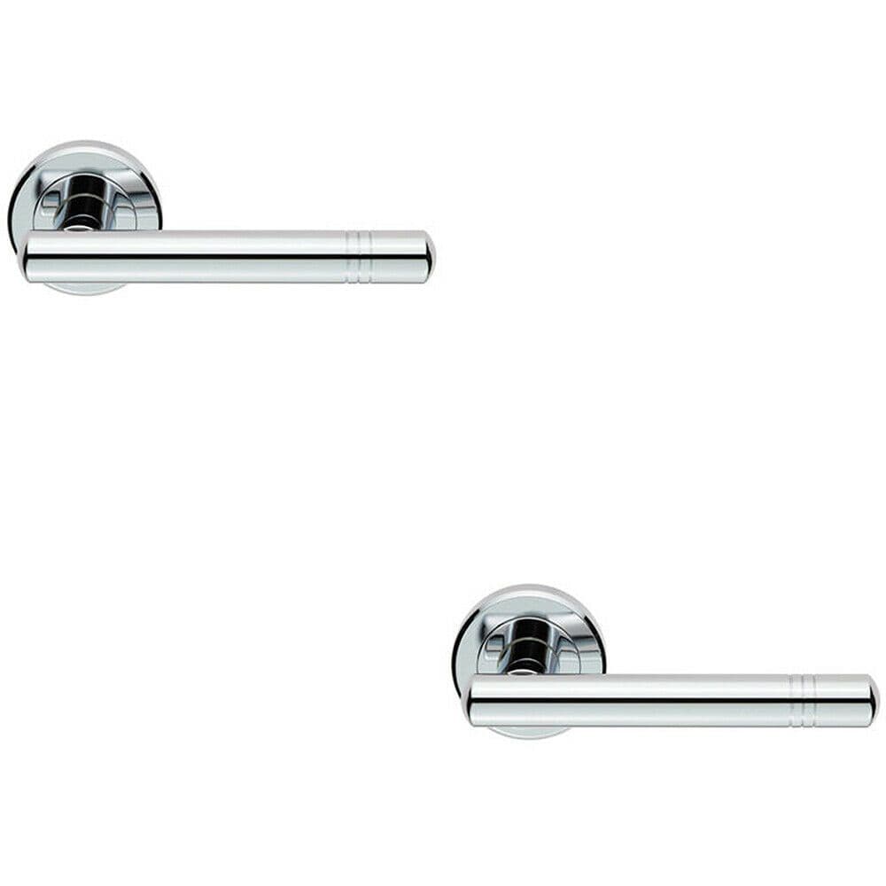 2x PAIR Round T Bar Handle with Ringed Design Concealed Fix Polished Chrome