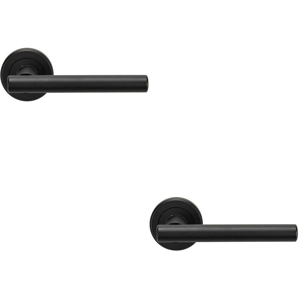 2x PAIR Straight T Bar Handle on Round Rose Concealed Fix Matt Finish