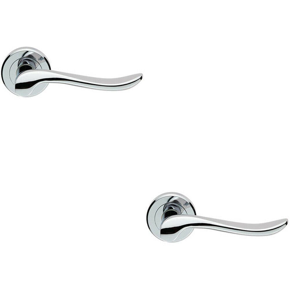 2x PAIR Scroll Shaped Lever Handle on Round Concealed Fix Polished Chrome
