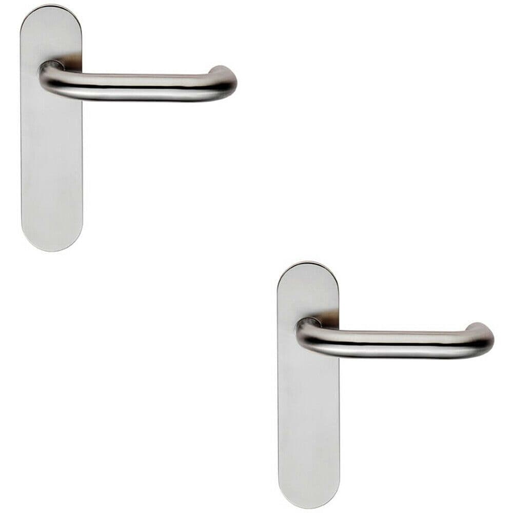 2x PAIR Safety Lever on Steel Inner Backplate 180mm Door Handle Satin Steel