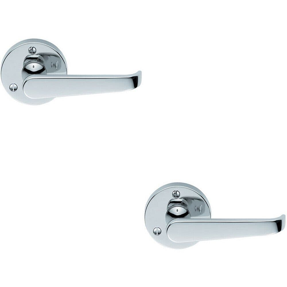 2x PAIR Victorian Straight Shaped Lever on 59mm Round Chrome Handle