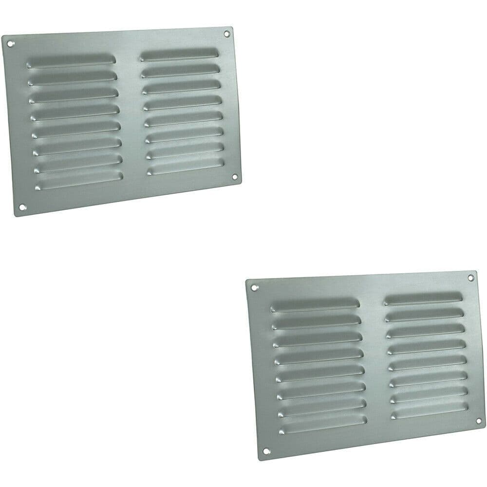 2x 242 x 165mm Hooded Louvre Airflow Vent Satin Chrome Internal Door Plate