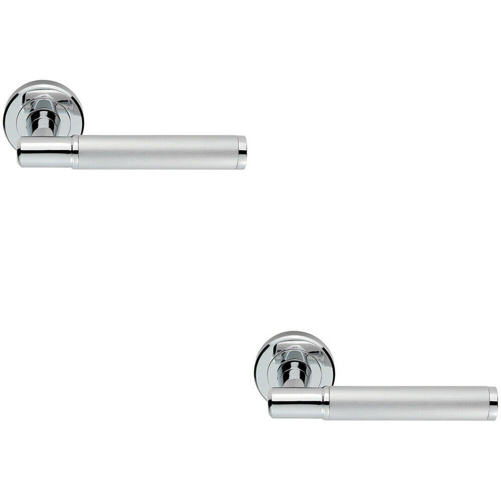 2x Door Handle Lever on Concealed Round Polished Chrome Satin Chrome
