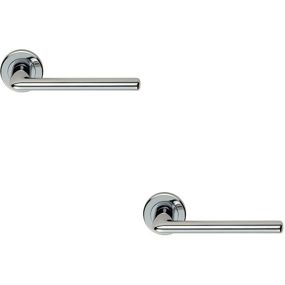 2x PAIR Slimline Straight Bar Lever on Round Concealed Fix Polished Chrome