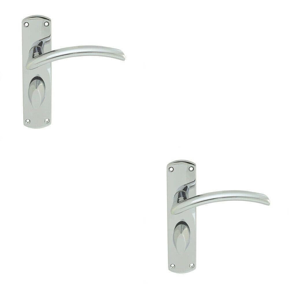 2x Arched Lever on Bathroom Backplate Door Handle 170 x 42mm Polished Chrome