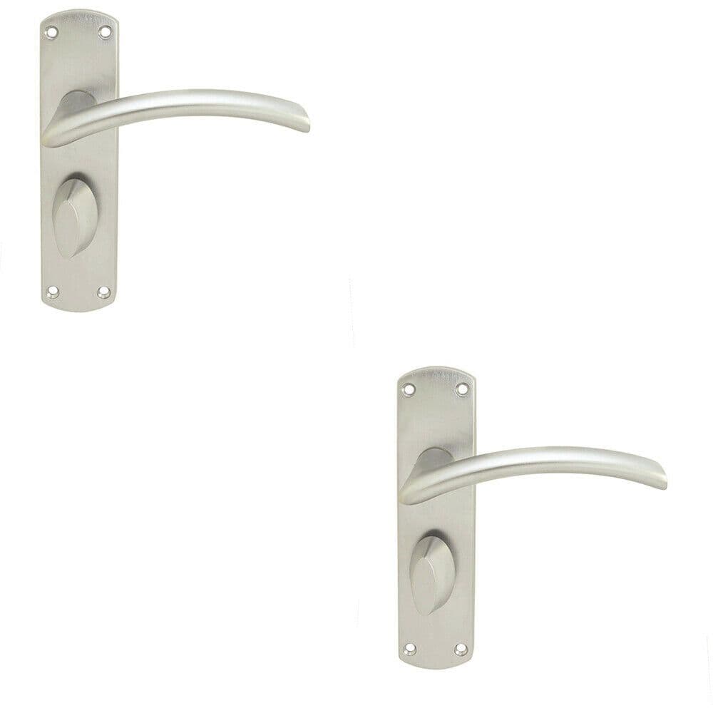 2x Arched Lever on Bathroom Backplate Door Handle 170 x 42mm Satin Chrome