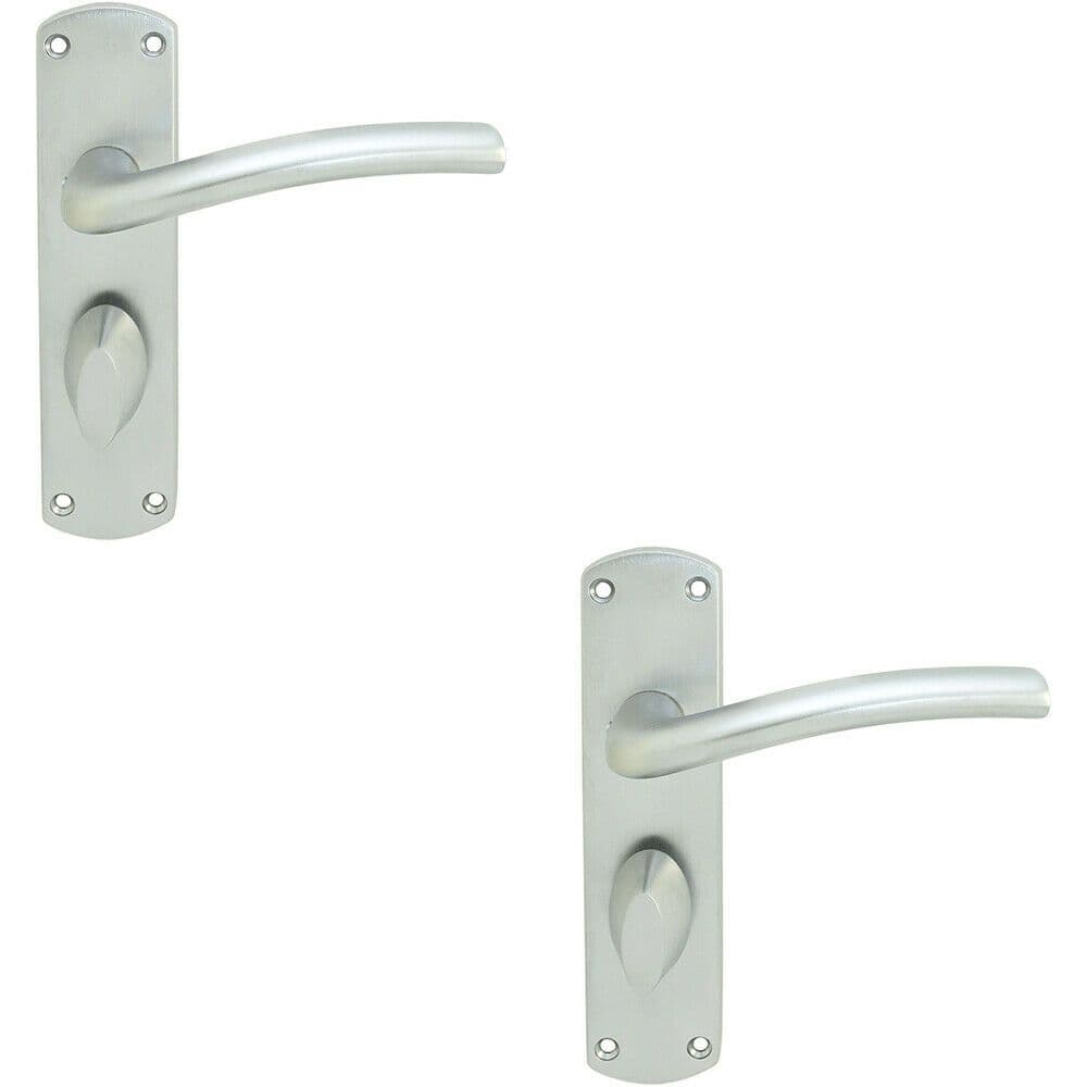 2x Rounded Curved Bar Handle on Bathroom Backplate 170 x 42mm Satin Chrome