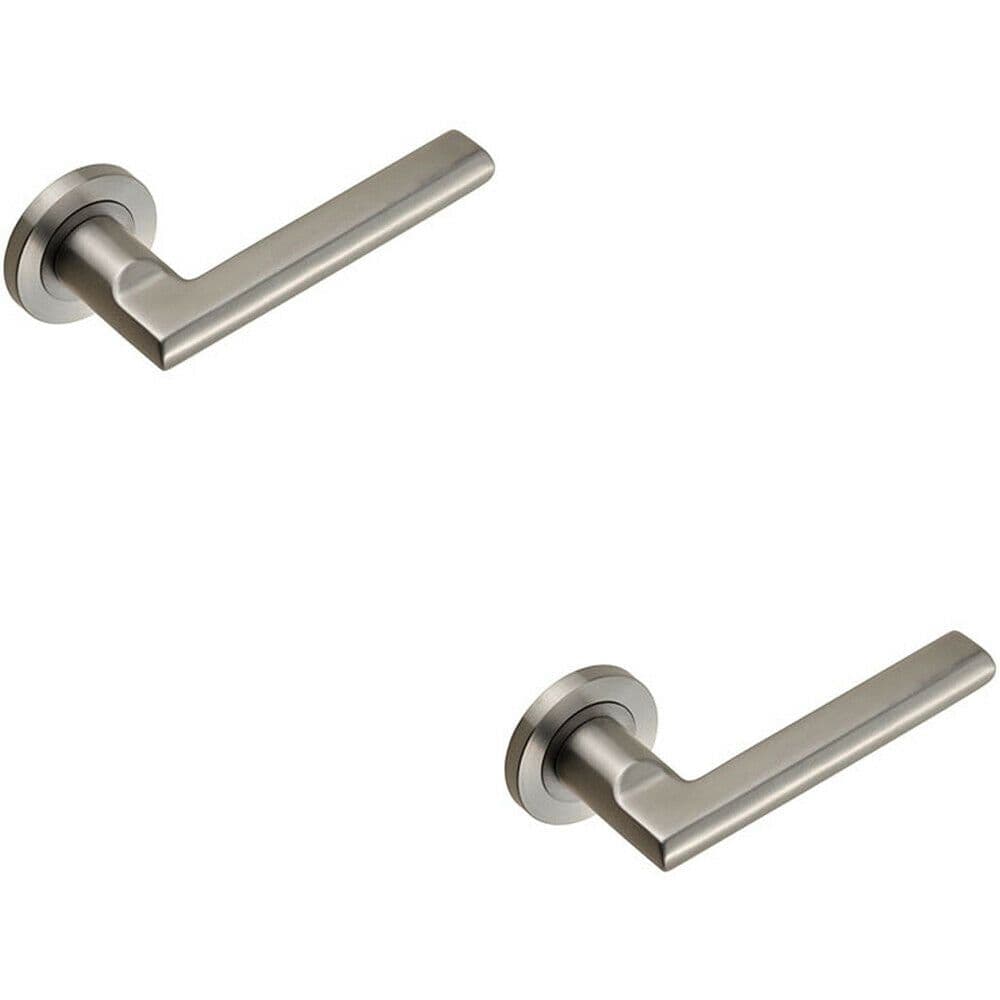 2x PAIR Slim Elliptical Handle on Round Rose Concealed Fix Satin Steel