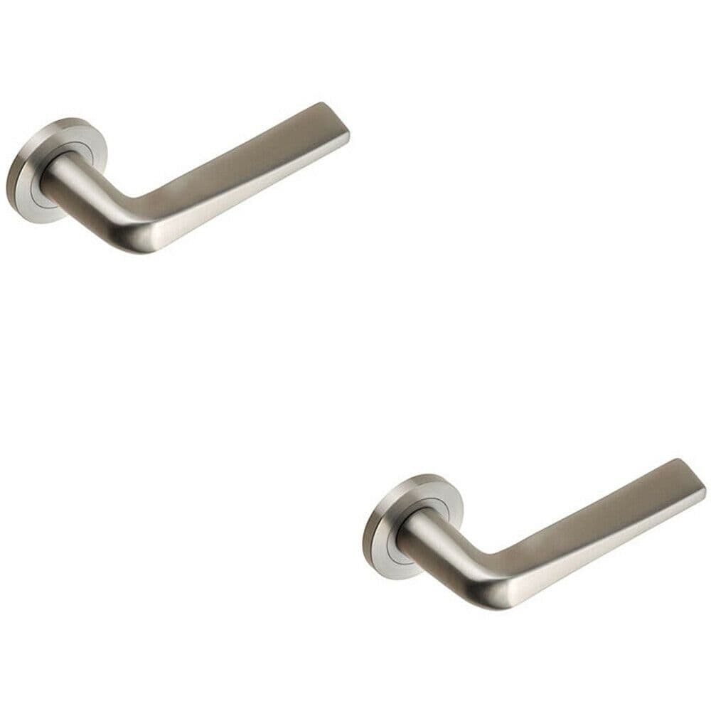 2x PAIR Chunky Flat Tapered Bar Handle on Round Concealed Fix Satin Steel